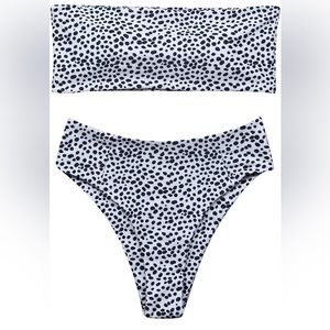 Leopard print bandeau swimsuit